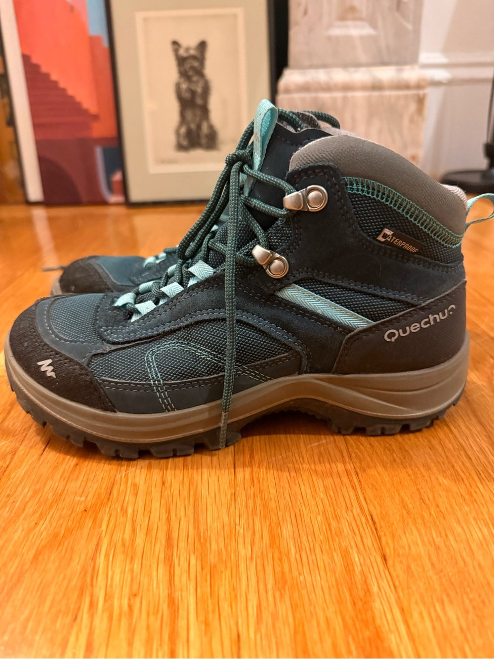 Quechua Women's Dark Teal Lace-Up Hiking Boots, waterproof